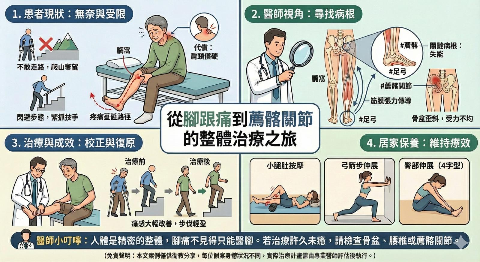 今天診療了一位被疼痛折磨兩年多的患者。坐下時神情無奈，主訴是腳跟頑固的 #足底筋…